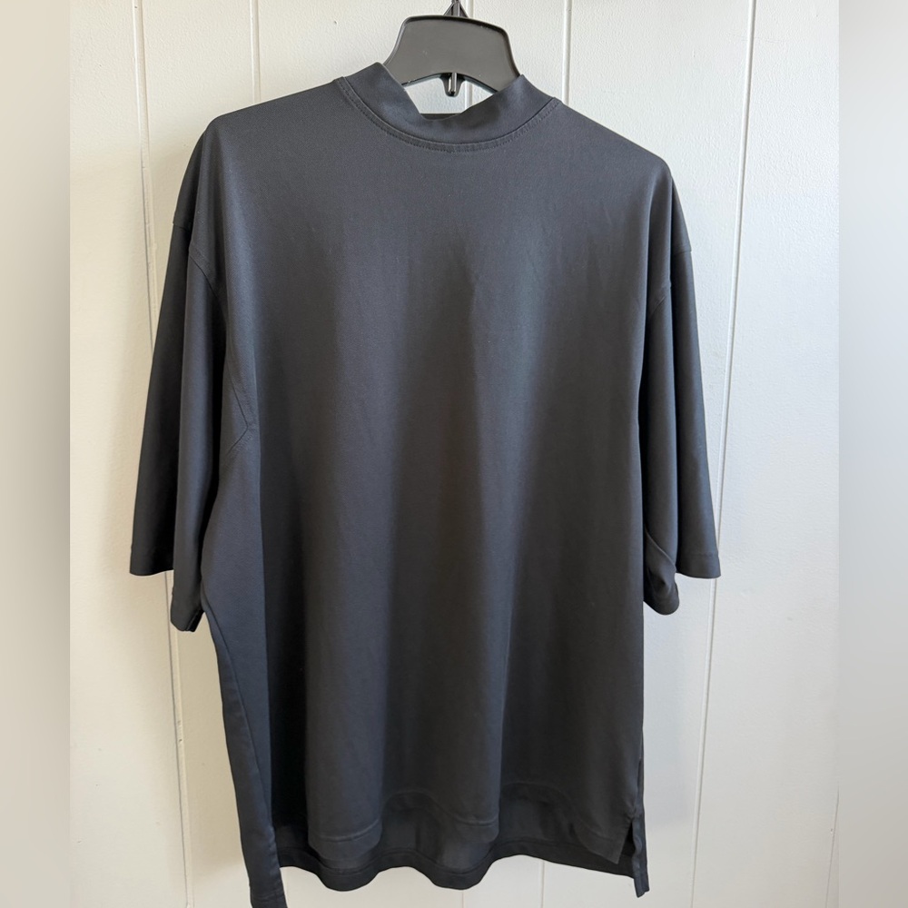 FootJoy Short Sleeve Mock Neck Mens Golf Shirt Black Performance Top Sz Large